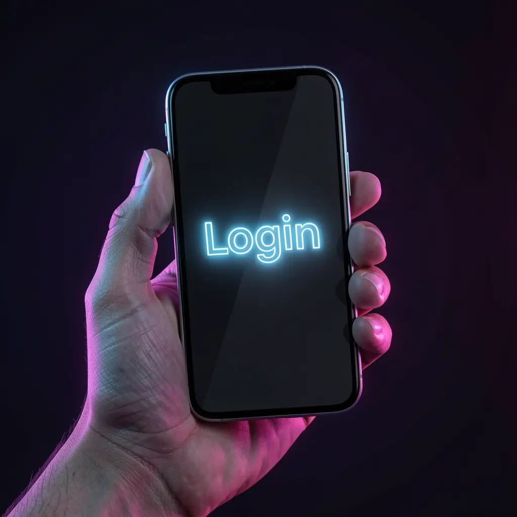 Modern smartphone with a bright login screen held in hand symbolizing secure access to the 558H casino account for players in Bangladesh